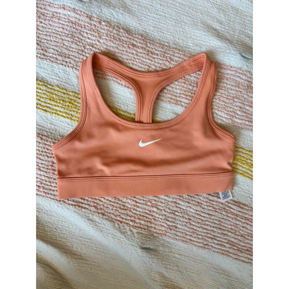 Nike Girls Small Peach Coral Swoosh Dri-FIT Racerback Sports Bra Small NWOT